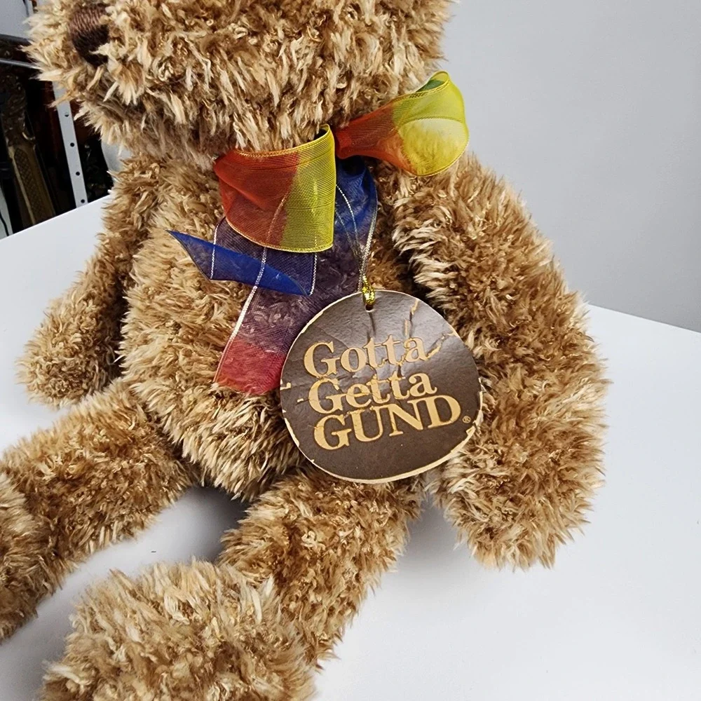 GUND Bearessence Brown Teddy Bear with Rainbow Bow 16